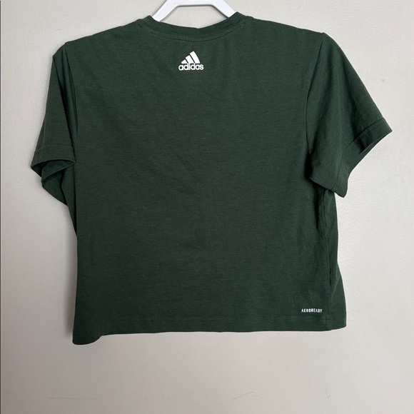Women’s Adidas Green Logo Short Sleeve Crop Tee Size Small - Picture 4 of 6